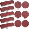 Blulu 22 Pieces Sanding Belts and Sanding Discs Set Includes 4 x 36 Inch Belts (80/120/150/240/400 Grits) and 6 Inch Self Adhesive No Hole Alumina Disc for Bench Combination Sander Woodworking