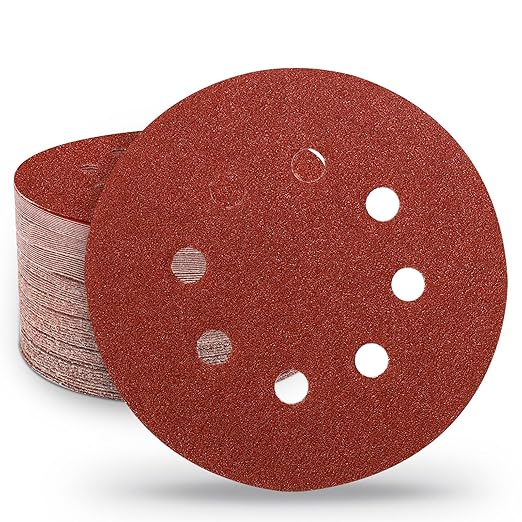 5 Inch Sanding Discs Hook and Loop, 70 PCS 8 Hole Adhesive Sandpaper, Including 40/60/80/120/180/240/320 Grit for Random Orbital Sander