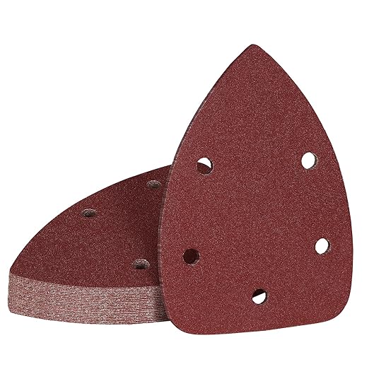 120 Grit Mouse Sander Sandpaper, Jamiikury 5 Hole Detail Sander Sandpaper Palm Sander Paper Mouse Sanding Pads Hook and Loop Sanding Sheets - Pack of 20