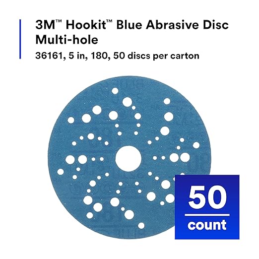 3M Hookit Blue Abrasive Disc 321U Multi-hole, 36161 5 in 180 50 discs per carton