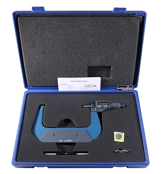 Accusize Industrial Tools 5-6''/125-150 mm by 0.00005''/0.001 mm 2 Keys Electronic Digital Outside Micrometer, Metric/Imperial, Md71-0006