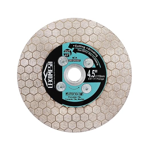 4.5 Inch/115MM Diamond Cutting Disc - Tile Saw Blade Cutting Wheel Double-Sided Diamond Discs for Cutting Grinding Porcelain Ceramic Tile Marble Granite,5/8"-11 Thread