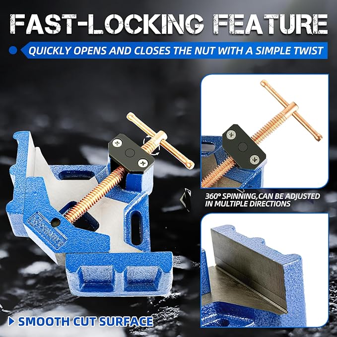W04C Ductile Iron Welding Machine Angle Clamp, Heavy Duty Right Angle 90 Degrees Welding Clamps for Woodworking Corner Miter Clamp