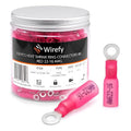 Wirefy 150 PCS Heat Shrink Ring Terminals #6 - a Resistant Ring Connectors - Eyelet Wire Connectors - Red 22-16 AWG