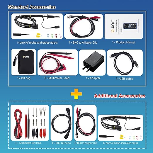 HDS242S Oscilloscope, 2 in 1 Dual Channel 40MHz Bandwidth Handheld Oscilloscope Multiumeter with Waveform Generator for Automatic Measurements, Electronic Measurement 3.5 inch LCD