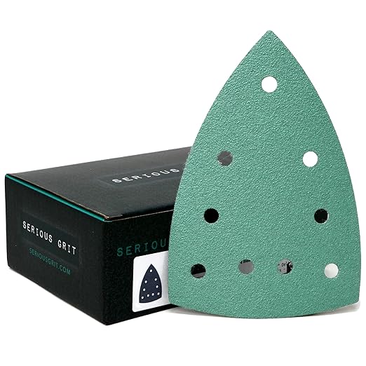 80 Grit 4" x 6" Delta (100mm x 150mm) Triangle Sanding Sheets - Fits Festool DTS 400 & Mirka DEOS Delta Sanders - Heavy-Duty Hook & Loop Film Sandpaper for Detail Sanders - 50 Pack Box