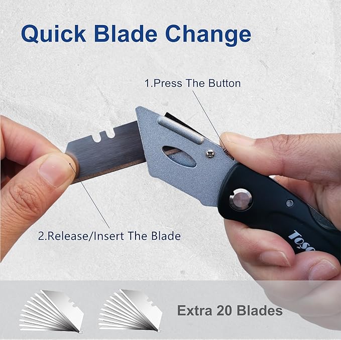 8-Pack Folding Utility Knife with Extra 30 Blades, Tough Foldable Razor Knife Box Opener for Cartons Boxes Cardboard Sheet Plastic, Folding Box Cutter without Clip for Home Office Warehouse