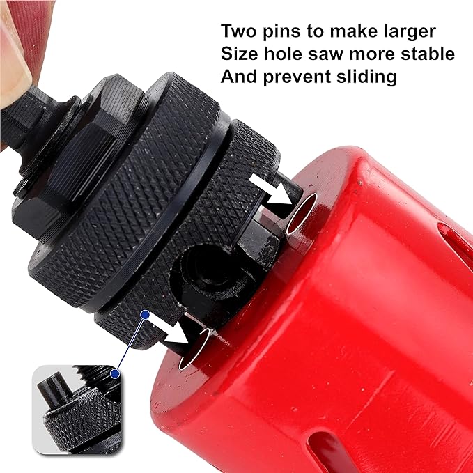 Hex Shaft Hole Saw Mandrel, 7/16-Inch and 3/8 Inch Hole Saw Arbor with 3Pcs Central Drill/2PCS Hex wrench/2Pcs Spring