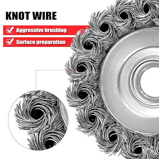 POLIWELL 12 Pack Wire Wheel Brush for Angle Grinder, 6pcs 4” Wheel Brushes, 6pcs 3” Cup Brush Set for 4 1/2 Grinders, 5/8 -11 Threaded Arbor, 0.020In Twisted Knotted Carbon Steel for Removal Rust