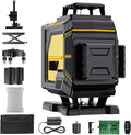 16 Line Laser Level 360 Self Leveling,4x360° Professional 4D Cross Line Green lazer Level with 2 Batteries for Construction and Picture Hanging,Adjustable Brightness Magnetic Bracket,Remote Control