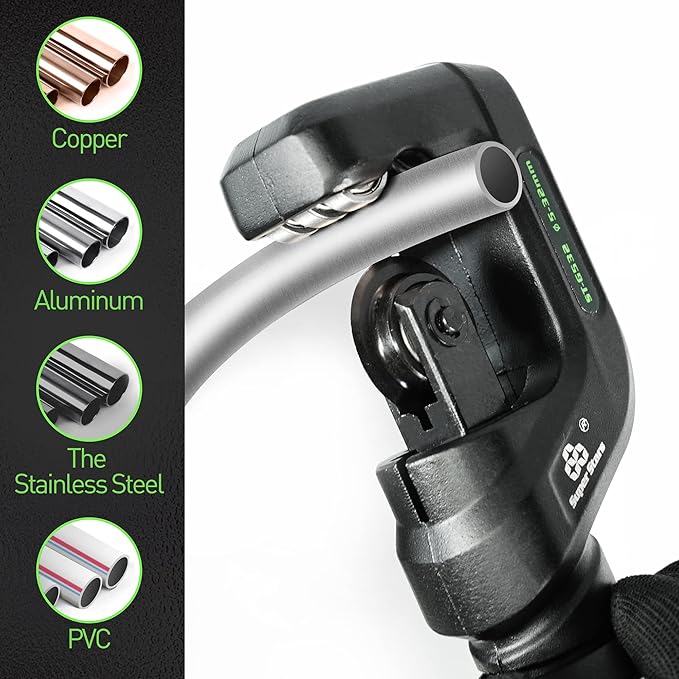 Super Stars Pipe Cutter Heavy Duty Tubing Cutter 3/16 to 2-4/5 Tube Cutter for Cutting Pipes of Aluminum, Copper, PVC, Stainless Steel Tube (3/16In~1-1/4In), ST-532 (3/16~1-1/4In) (5-32mm)