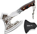 TIVOLI Camping Axe, Tiger - Patterned Survival Hatchet with Nylon Sheath, High Carbon Steel Blade Compact Outdoor Bushcraft Axe with Ergonomic Wood Grip, Camping Gear for Hiking, Chopping, Hunting