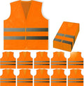 PeerBasics Safety Vest Bulk 12 Pack - Orange Reflective High Visibility, Men Women