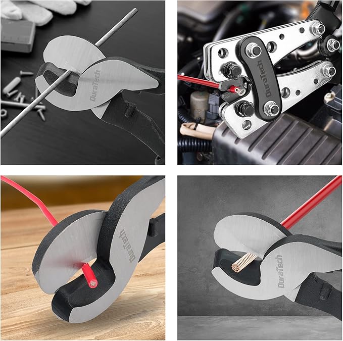 DURATECH Battery Cable Lug Crimping Tool with Wire Cutter-Wire Crimper Tools-AWG 10 8 6 4 2 1/0-Battery Terminal Crimper for Heavy Duty Wire Lugs, Copper Lugs