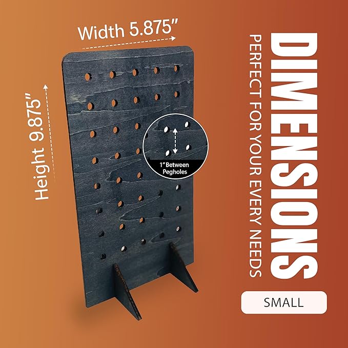 Torched Pegboard Display Stand for Jewelry, Craft Shows, Selling, Vendor Events, Tools, Peg Board Accessories Rack Organizer, Small 5.88" L x 4.3" W x 9.88" H, Ebony…