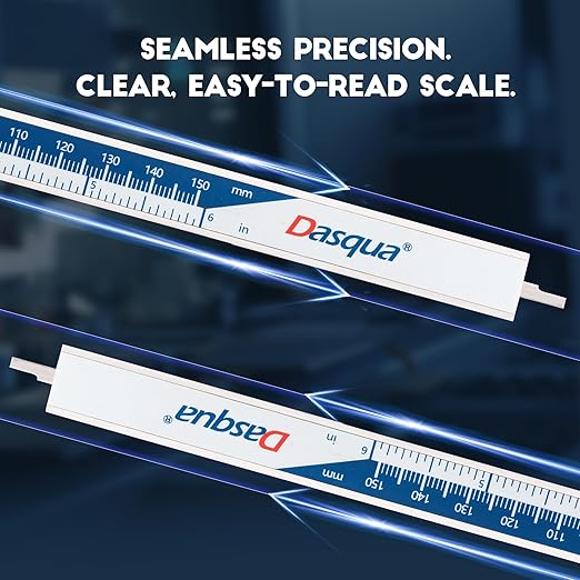 Dasqua 6” IP54 Digital Caliper, Stainless Steel Water-Resistant Precision Measuring Tool with Large LCD, Inch/Metric/Fraction Switch, ±0.001” Accuracy, Calibration Certificate & Storage Case