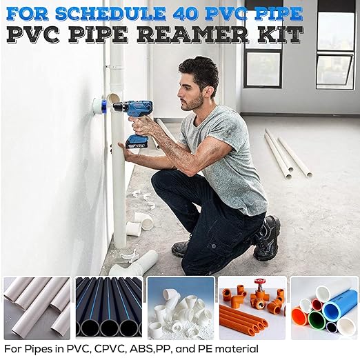 PVC Pipe Reamer 3 Inch, PVC Socket Saver, Fit Into Standard 1/2" Drills