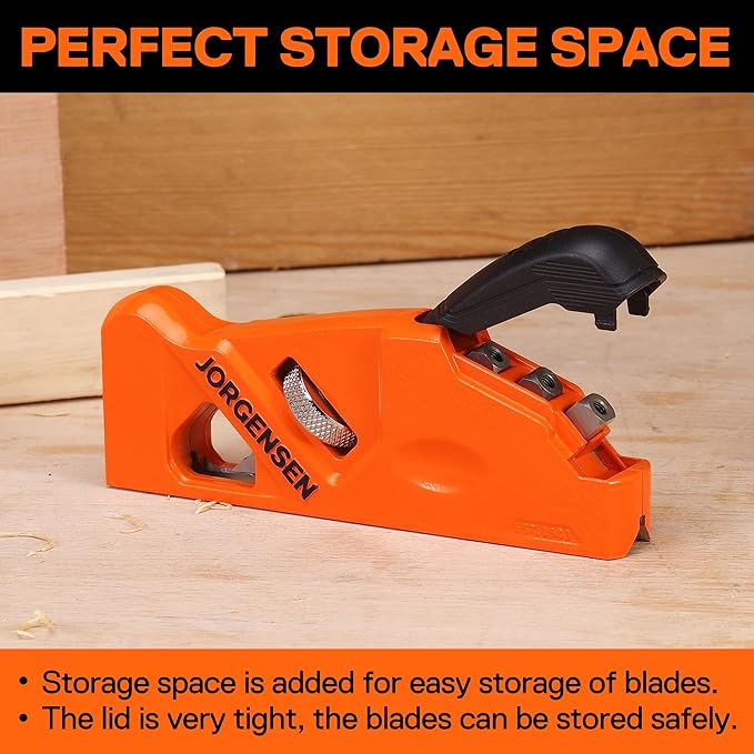 JORGENSEN Chamfer Plane, Edge Corner Plane with 4 Cutter Heads, Storage Space - Hand Plane for Woodworking, Carpenter Woodworking Tools for Edge Trimming of Wood, Edge Corner Flattening