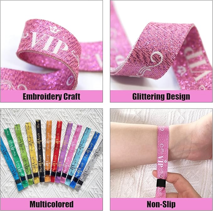 100 Colored Wristbands - Lightweight Pink Concert Party Wrist Straps