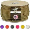 The Paracord Store | Type III 550 Paracord - 250 FT Spool, Coyote Brown | Heavy Duty 7 Strand Tactical Paracord - USA Made Nylon Outdoor Parachute Cord for Camping, Fishing & More - Survival Cord
