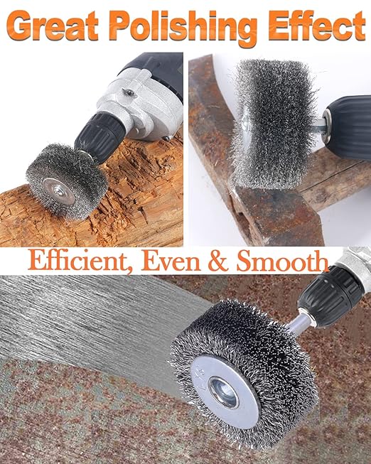 10 Pack Wire Wheel Brush Wire Wheel Brush for Drill Attachment, Rocaris 2 Inch Heavy Duty Wire Brushes Removal Paint Rust & Corrosion, 0.0118" Carbon Steel Wire, 1/4in Shank, 20000RPM