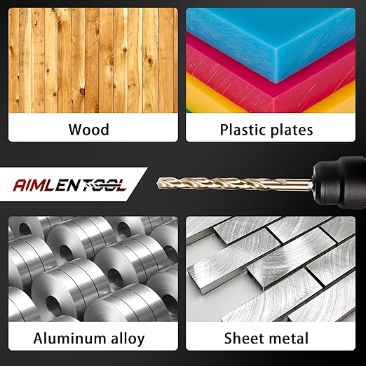13 Pcs Titanium Coated Twist Hex Shank Drill Bit Set, 135 Degree Tip HSS Impact Drill Bit Set with Storage Case for Metal, Aluminum, Steel, Wood, Plastic, Quick Change Design 1/16" to 1/4"