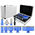 Diamond Tile Hole Saw Kit - 9Pcs 4/5'', 1'', 1-3/8'', 2'', 2-1/2'', 4'' Drill Bits Set, 4/5'' Finger Milling Bit, 2'' Beveling Chamfer Bit, SDS Adapter for Porcelain Tile Ceramic Granite Marble