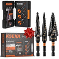 KSEIBI Unibit 3-Piece High-Speed Steel Step Drill Bit Set - for Stainless Steel, Aluminium, Wood