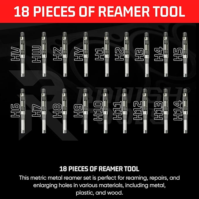 Adjustable Hand Reamer Tool HV to H14 Sizes - 1/4" to 1-1/2” Reaming Tool for Precise Hole Finishing with 6 Carbon Steel Blades - Hand Tools Reamers for Metal & Wood - 6.35mm - 38.10mm