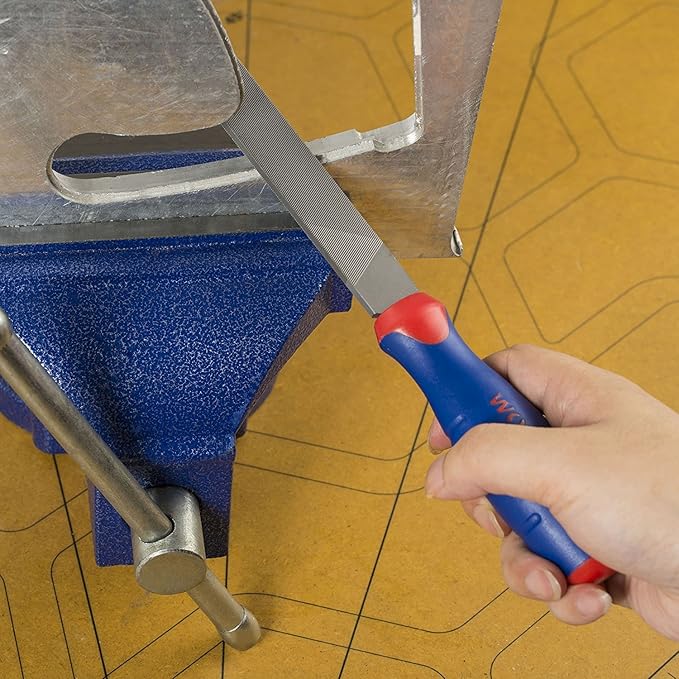 WORKPRO W051002 10 In. Flat File – Durable Steel File to Sharpen Tools and Deburr, Comfortable Anti-Slip Grip, Double Cut – Tool Sharpener for Professionals and DIY (Single Pack)