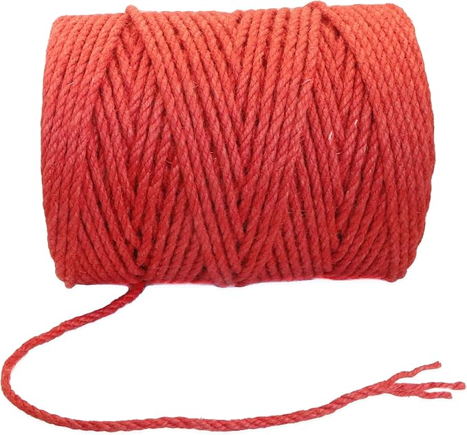4mm x 100 Feet Red Jute Rope, Twine for Gardening Tomato Climbing Plant Tie Floristry Crafts Gift Wrapping Packing Decor