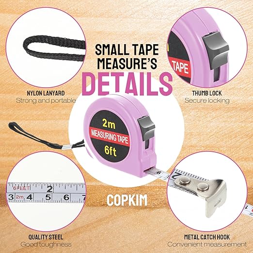 50 Pcs 6 FT Mini Tape Measure Retractable Bulk Small Measuring Tape Pocket Size Measurement Tool for Operation Christmas Items Party Favor Gifts Stuffers for Men(Pink)