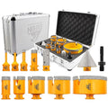 Diamond Tile Hole Saw Kit 12pcs - Diamond Core Drill Bits 6/8/10/19/25/35/50/65/102mm for Tile Porcelain Marble with 20mm Finger Bit and 50mm Chamfer Bit Trimming Holes and SDS Adapter