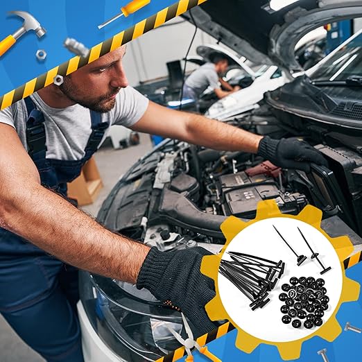 70 Pcs Nylon Universal Cable Tie Buckle Heavy Duty Self Locking Rivet Zip Ties Multifunctional Nylon with Pin Button Design Plastic Cable Tie Tool Fastener for Car Daily Auto Fixing