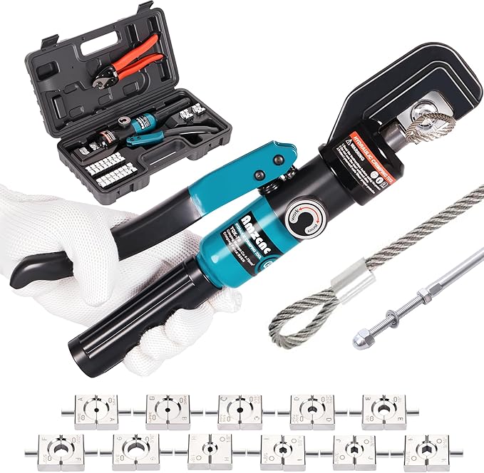 AMZCNC Wire Rope Crimping Tool for Aluminum Crimping Loop Sleeve, Two Barrel Ferrule, Oval Sleeves, 3/64 in to 3/16 in, Stainless steel wire rope Swaging Tool Kit with Wire Rope Cutter