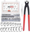 AKIHISA 360pcs 16 Sizes Single Ear Hose Clamps, 5.3-36.1mm Stainless Steel_304 Crimp Hose Clamps Cinch Rings Assortment Kit for Automotive, Pipe, Plumbing