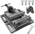 MYTEC Drill Press Vise, 4.0" Black, Quick Release Workbench Industrial Vise Clamp, High-grade cast steel Bench Clamp