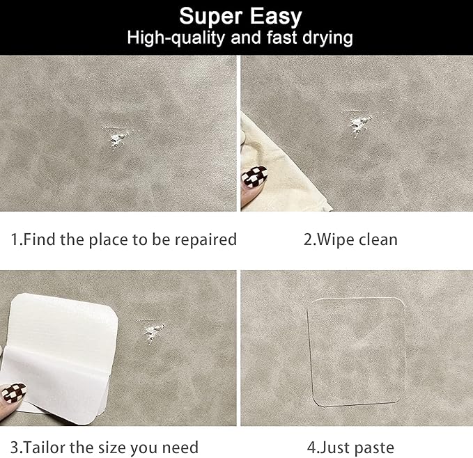 Leather Repair Patch Self-Adhesive Leather Patches for Furniture Couch Sofa Car Seats, PU Vinyl Leather Repair Tape Kit to Fix Office Chairs, Cabinets, Handbags (Light Gray, 3.9 X 78.7 inch)