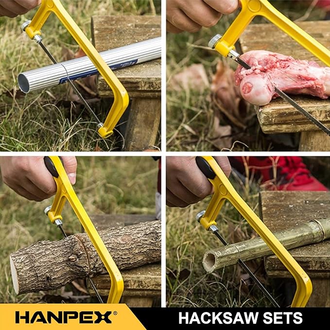 6 in. Mini Hacksaw Set - 150mm Extra Fine Cut Hack Saw Sets and 10pcs Extra Bi-Metal Blades for Wood and Metal