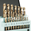 21Pcs Cobalt Drill Bit Set (1/16"-3/8"), M35 HSS, 135 Degree Tip, Twist Jobber Length for Hardened Metal, Stainless Steel, Cast Iron, Wood, and Plastics, with Index Storage Case