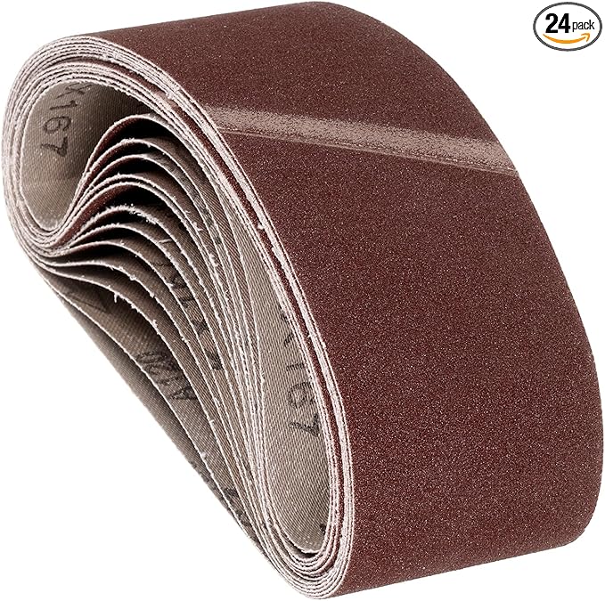 24 Pcs Sanding Belts 4 x 24 Inch 120 Grit Aluminum Oxide Abrasive Sandpaper for Belt Sander Metal Grinding Wood Working Weld Rust Removal