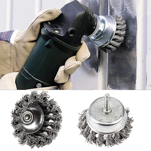 Rocaris 6 Pack Wire Wheels Brush, 3 Inch Knotted and Plated Crimped and 1-Inch Carbon Knot Wire End Brush, Cup Wire Wheels Brush Set Perfect for Removal of Rust/Corrosion/Paint