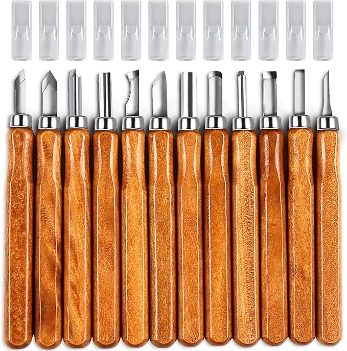 AUGSUN Wood Carving Knife Set - 20 PCS Hand Carving Tool Set for DIY Sculpture Carpenter Experts & Beginners