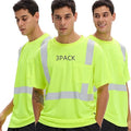 sesafety 3PACK High Visibility Shirts for Men, Class 3 Hi Vis Reflective Construction Shirts for Men with Pocket Safety T Shirts