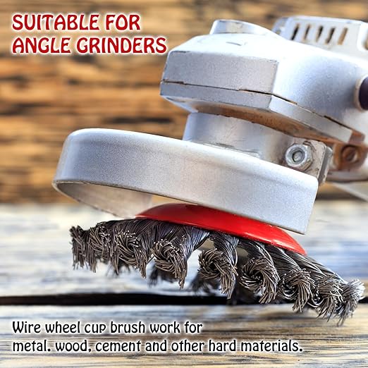 Wire Wheel for Angle Grinder 12 Pack, Coarse Crimped Wire Wheel Brush Wire Cup Brush 4 1/2 Angle Grinder Wire Wheel, Angle Grinder Attachments with 5/8-11unc Threaded Arbor.
