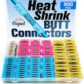 Heat Shrink Butt Connectors Kit - Waterproof Wire Connectors for Wiring - Electrical Connectors Kit with Crimp Terminals - Marine Wiring AWG Terminal (800Pcs)