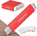 WORKPRO 12-Pack Box Cutter Retractable - Utility Knife with Single Edge Razor Blade - Razor Knife Box Opener Cardboard Cutter with Metal Sheathes- Extra 12-Pack Razor Blades for Replacement - Red