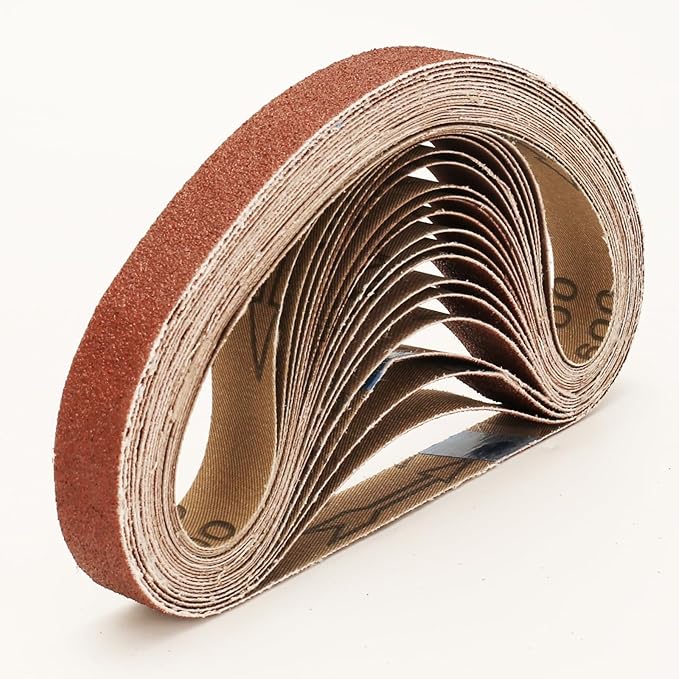 20 Pcs 3/4 x 20.5 Inch Premium Hard Cloth Aluminum Oxide Sanding Belts,4 Pcs Each of 60/100/240/400/600 Grits Sanding Belt for Detailing Bandfile Sander,520 x 20 mm Sanding Belts for Mini Belt Sander.