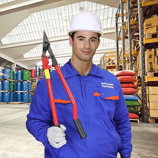 Heavy Duty Strapping Cutter - 24" High Carbon Steel Blade for Steel & Polyester (PET) Strapping up to 2" Width & 0.05" Thickness - Ergonomic Handle for Comfort & Precision Cutting
