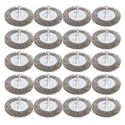 20PCS 3 Inch Stainless Steel Wire Wheel Brushes Kit for Drill with 1/4-Inch Shank,Wire Wheels for Power-Operated Grinders